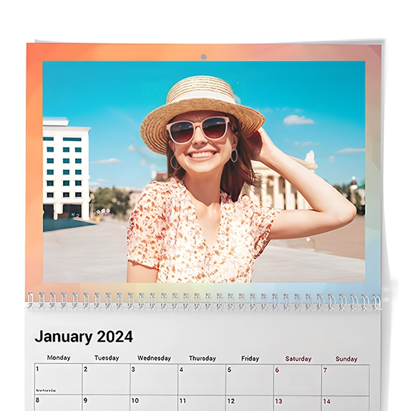Geometric Orange-Blue Double Page Calendar
