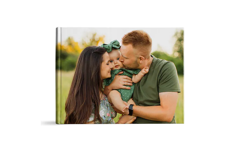 Custom printed Printerpix photo album with hard cover and large photos of old couple