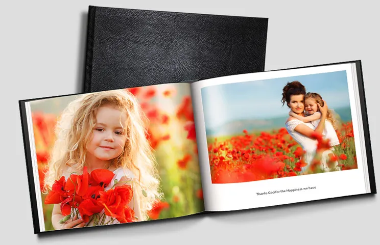 Old couple print large custom photos in leather photo album