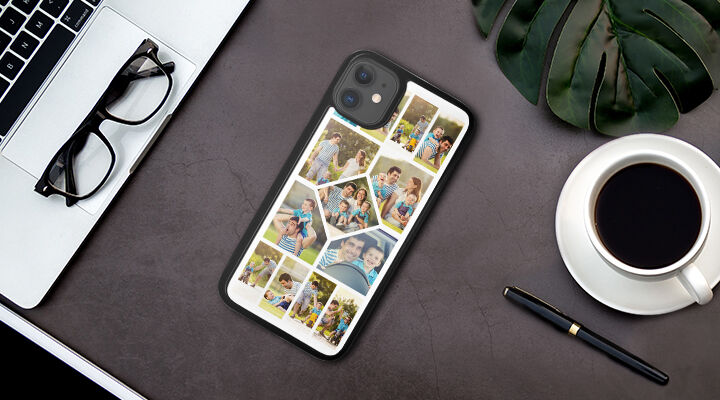 A phone case personalized with family photos.