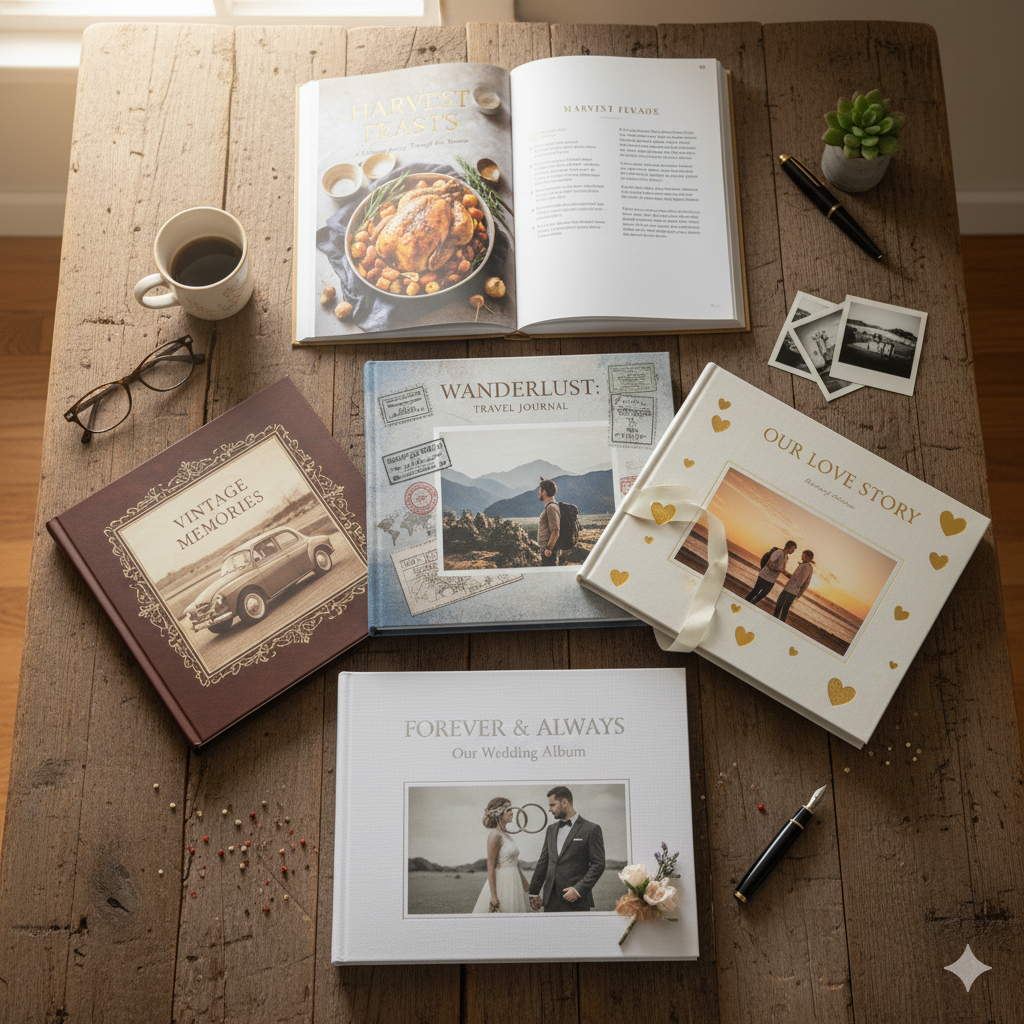 Photobooks of different themes.