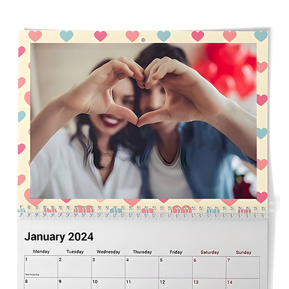 Heart Pattern Double Page Calendar