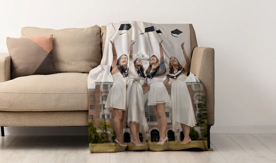 Printerpix custom blanket with photos of family