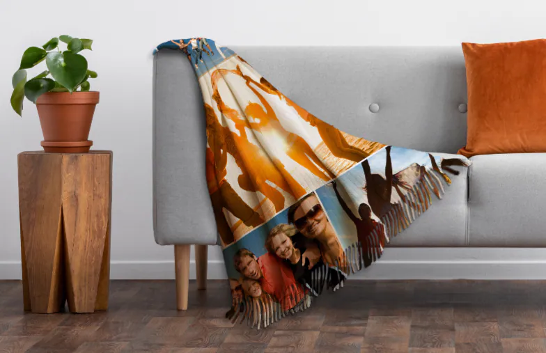 woven photo blanket embroidery