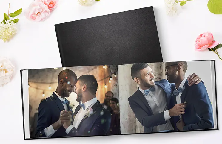 Custom Printerpix photo book with leather cover and personalized design