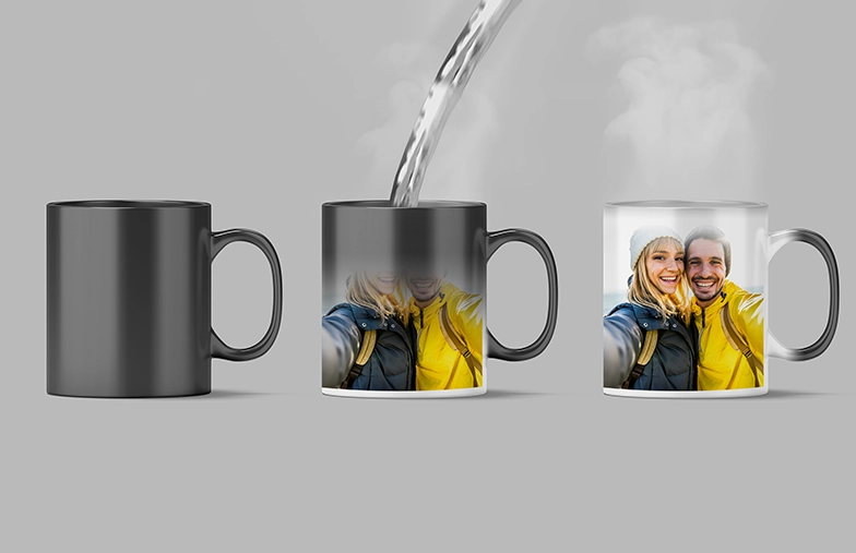 Three mugs: one empty (blank), one half full (half an image) and one full (full image)