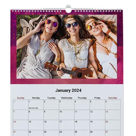 Rhombus Purple Wall Calendar