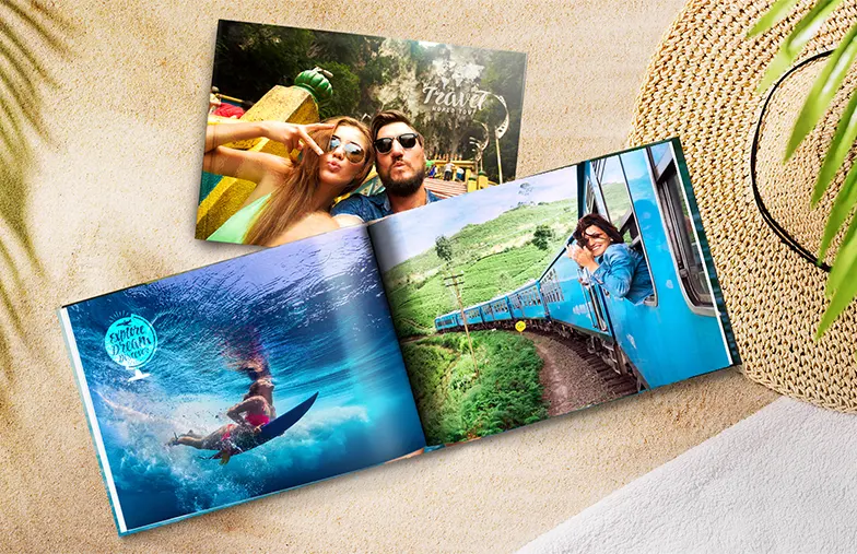 Holiday photo album with custom photo printed cover