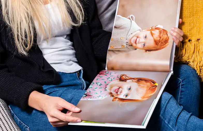 Holiday photo album with custom photo printed cover
