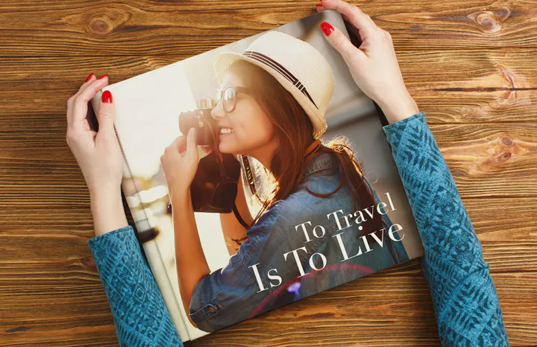 Holiday photo album with custom photo printed cover
