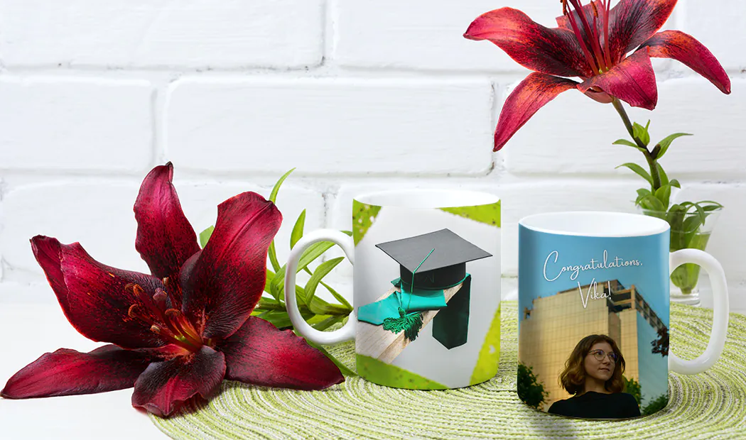 Personalised photo mug with your own photo of a dog on
