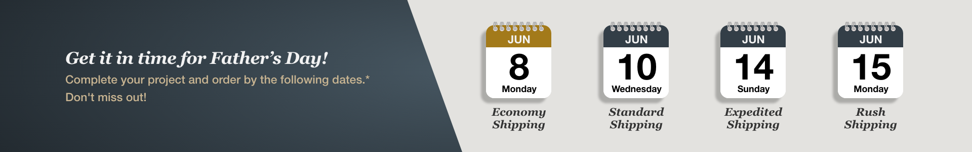 Shipping dates