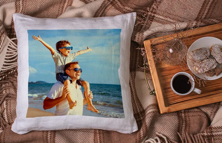 Throw pillow of father and son