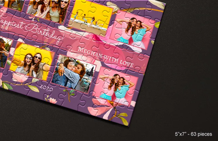 cardboard puzzle birthday close up