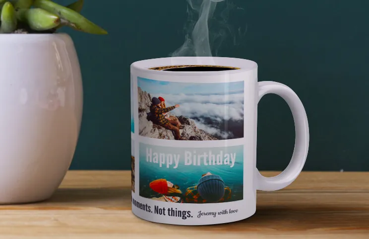 Collect moments birthday mug in use