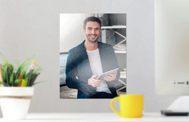 10x7 metal print of father and daughter