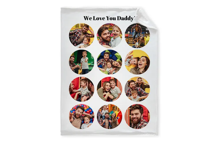 Printerpix custom blanket with photos of family