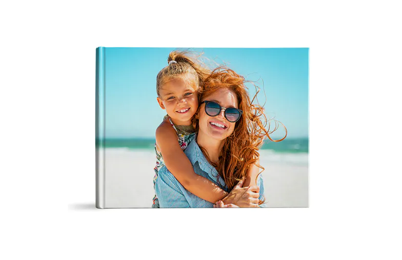 Printed personalized photo book with pictures of family