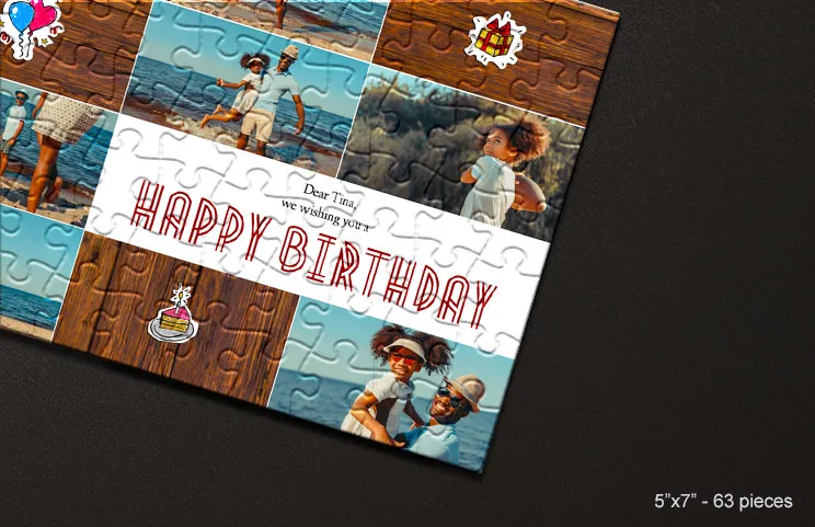 cardboard puzzle birthday close up