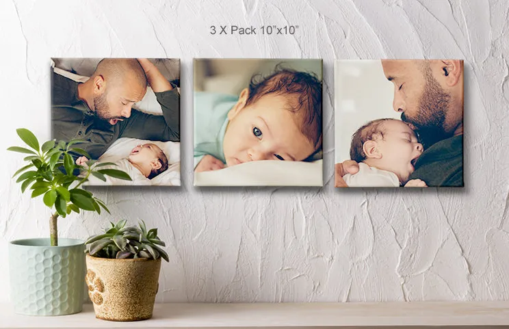 3 pack canvas displays of father and baby