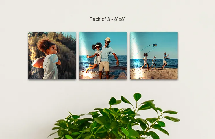 8x8 metal displays of family at beach