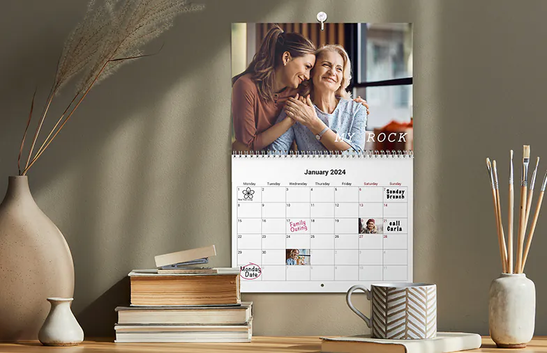Long custom 2020 calendar with personalised design and family photos