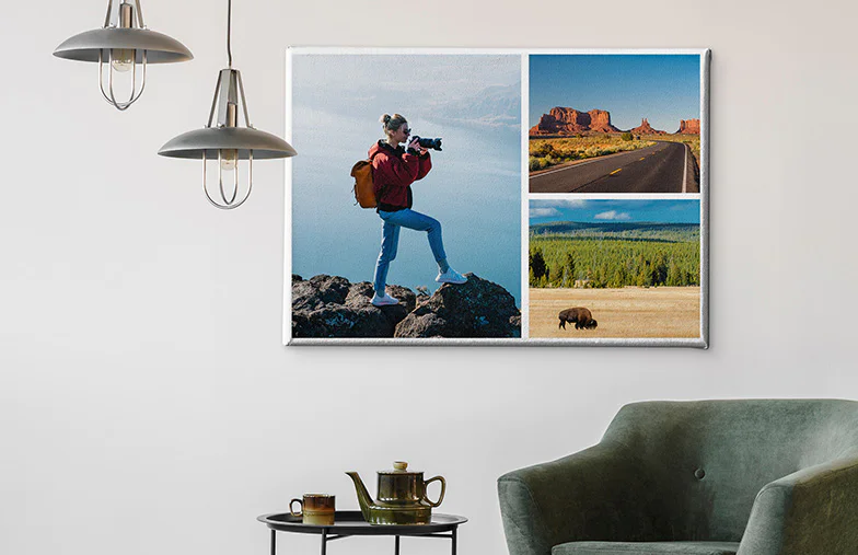 photo collage canvas print on wall