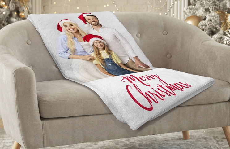 |Mother and baby wrapped in sherpa blanket|Custom printerpix sherpa blanket on bed|Custom printerpix sherpa blanket hanging on chair|Sherpa blanket of dog|Custom printerpix sherpa blanket|||||