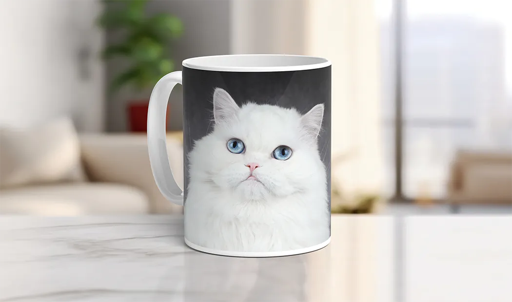 Mum and baby holding Printerpix cartoon design custom mug with dad text