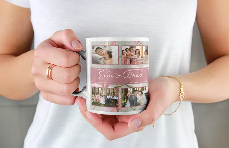 Personalised wedding photo mug
