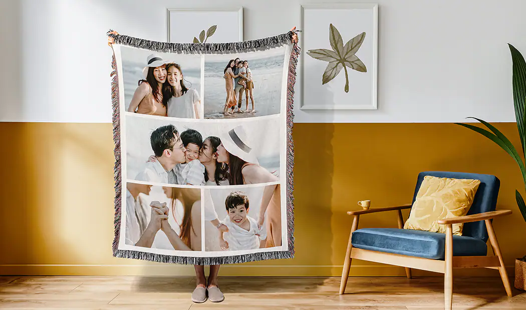 woven photo blanket embroidery