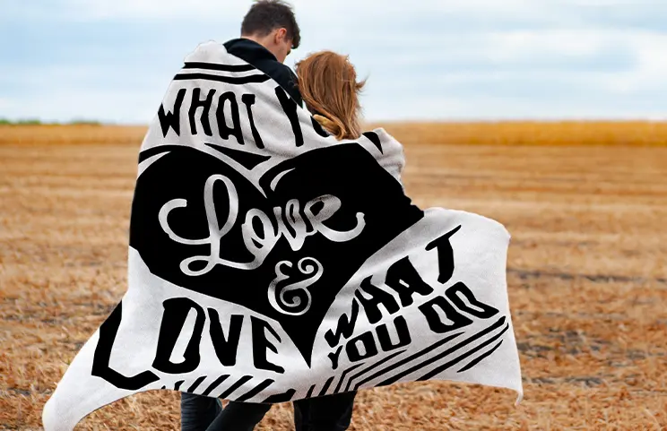 Printerpix custom blanket with photos of family