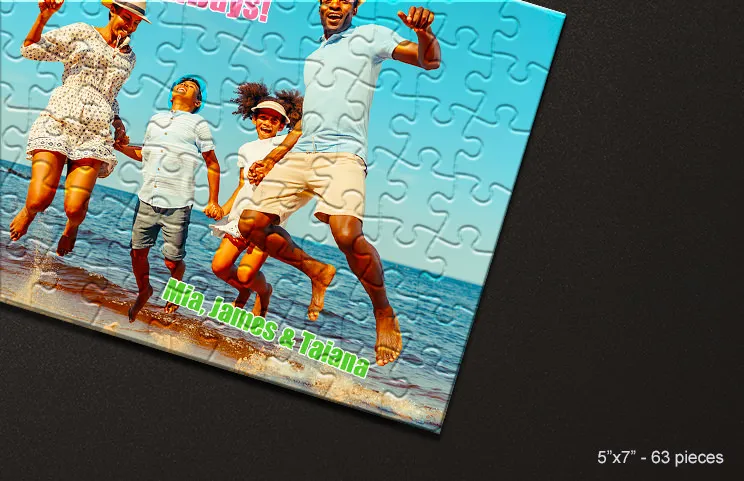 Cardboard puzzle of family close up