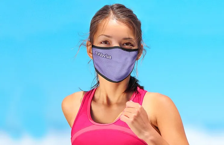 Young woman wearing fashion personalized face mask