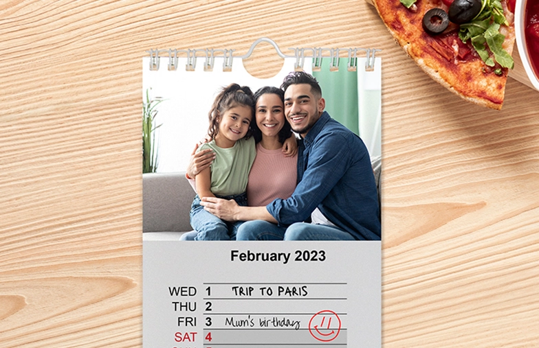 Close up of writing on personalised calendar by Printerpix