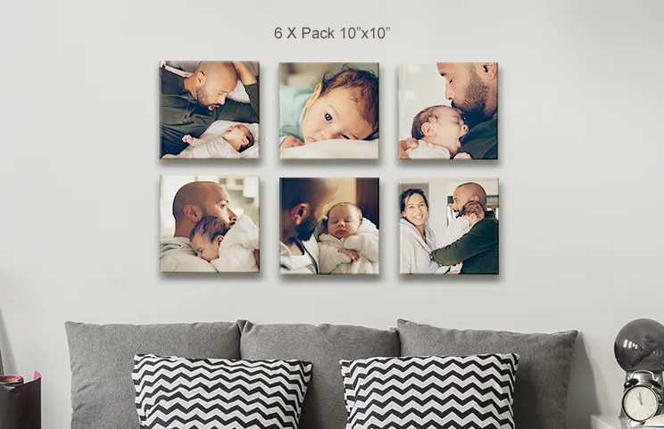 6 pack canvas displays of father and baby