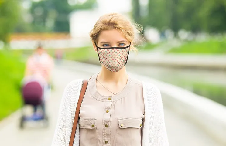 Young lady wearing pattern design personalized mask