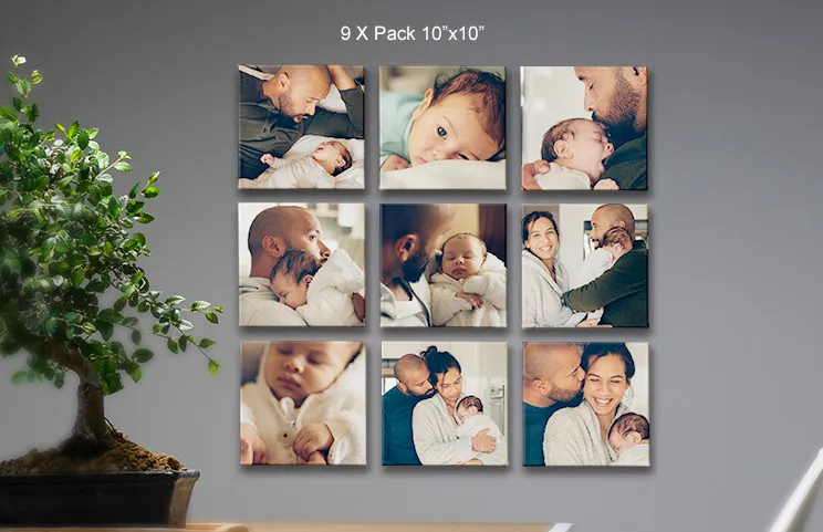 9 pack canvas displays of father and baby