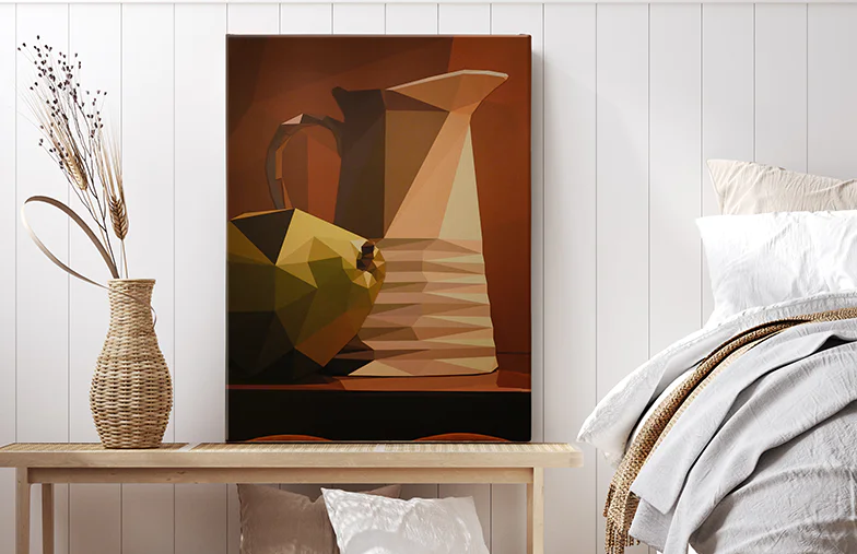 two photo collage canvas prints on wall