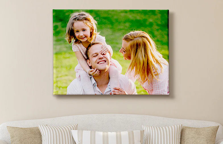 girl holding photo collage canvas print
