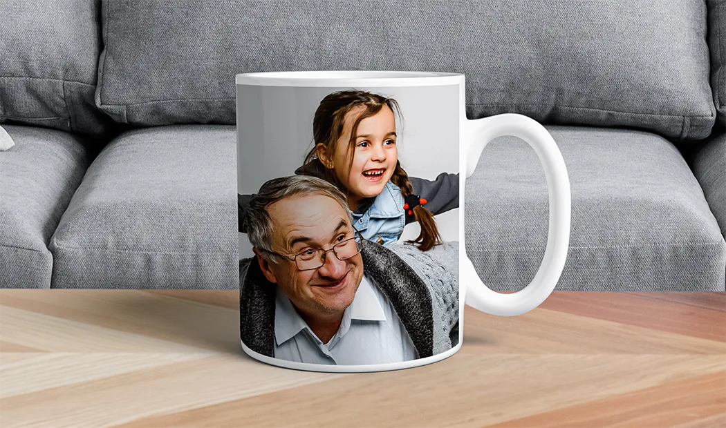 Personalised photo mug with your own photo of a dog on