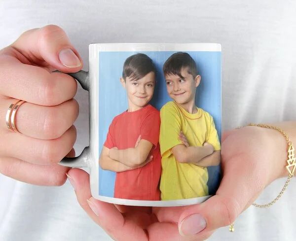 photo of brothers on custom mug