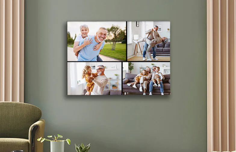 Custom Pattern Horizontal 5 Photo Collage Canvas Print - 16x24