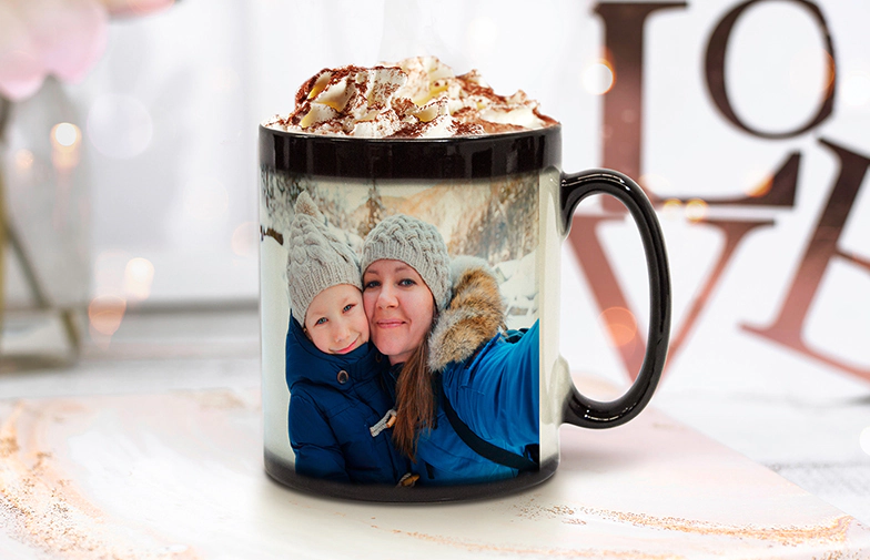 Tazza magica con foto e testo personalizzati